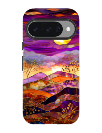 Purple Sunset Mountains Pixel Case, Boho Glow Pixel Case Google Pixel 10 Tough Case Glossy