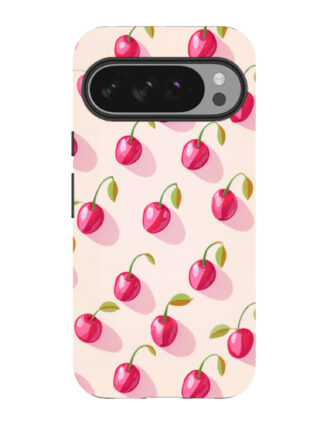 Vintage pink cherry Pixel Case – Retro Pastel Charm in Pink Pixel Case Google Pixel 10 Pro XL Tough Case Glossy